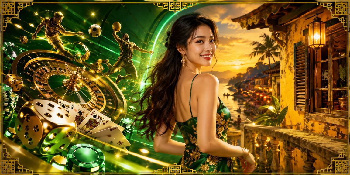 Bối cảnh Hội An bên bờ biển minh họa tình huống game bài trên mobile